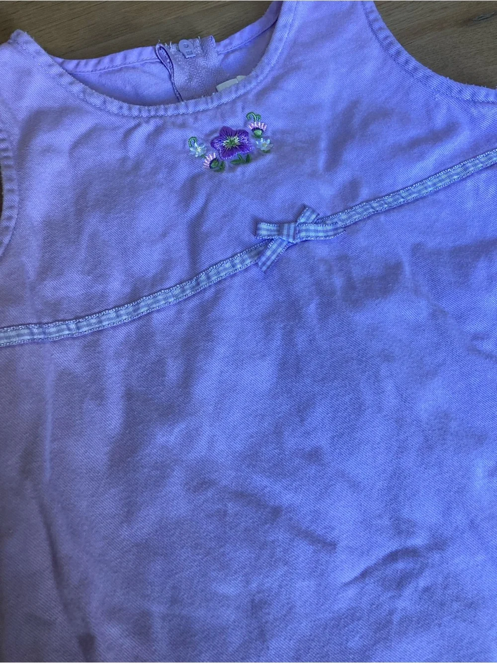 Vintage Lavender Floral Embroidered Cotton Baby Dress
